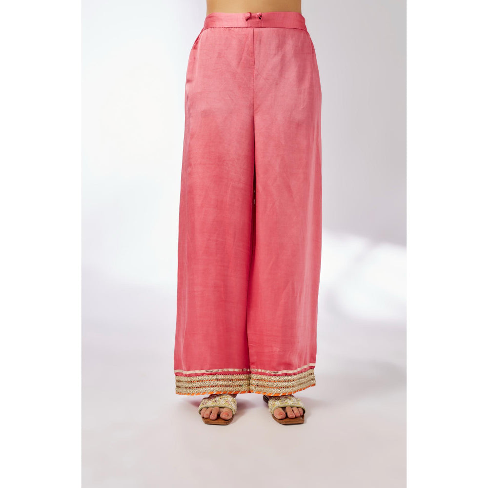 Gopi Vaid Pink Mansi Kurta with Palazzo and Dupatta (Set of 3)