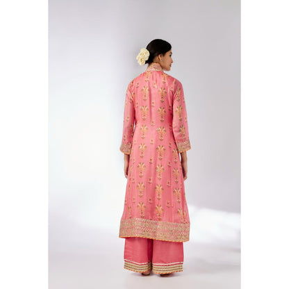 Gopi Vaid Pink Mansi Kurta with Palazzo and Dupatta (Set of 3)