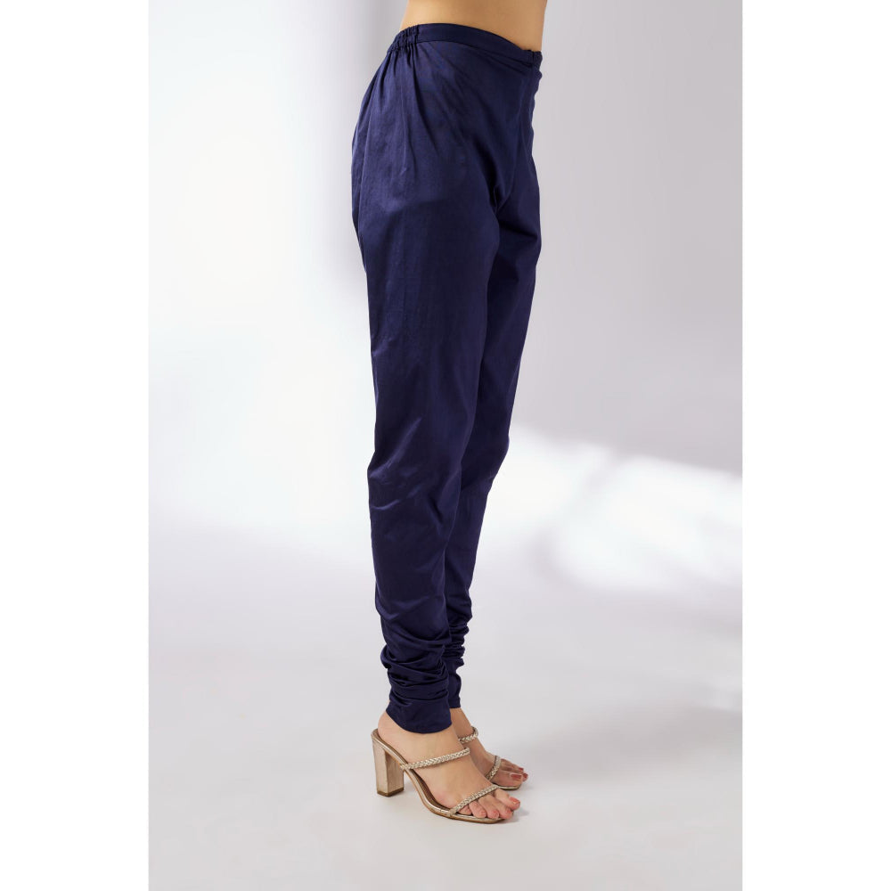 Gopi Vaid Navy Blue Madhuri Anarkali with Churidar and Dupatta (Set of 3)