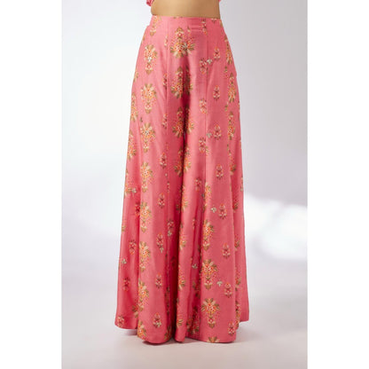 Gopi Vaid Pink Elena Top with Palazzo (Set of 2)