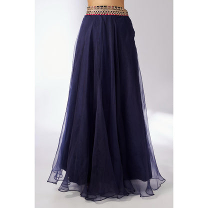 Gopi Vaid Navy Blue Unnati Lehenga with Blouse and Jacket (Set of 3)