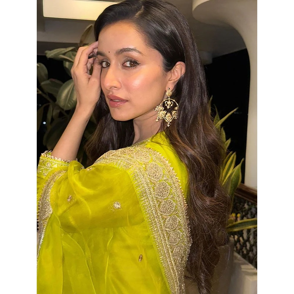 Gopi Vaid Green Rati with Jamdani Sharara with Kurta and Dupatta (Set of 3)