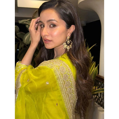 Gopi Vaid Green Rati with Jamdani Sharara with Kurta and Dupatta (Set of 3)