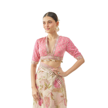 Gopi Vaid Aavika Saree with Stitched Blouse and Petticoat- Ivory