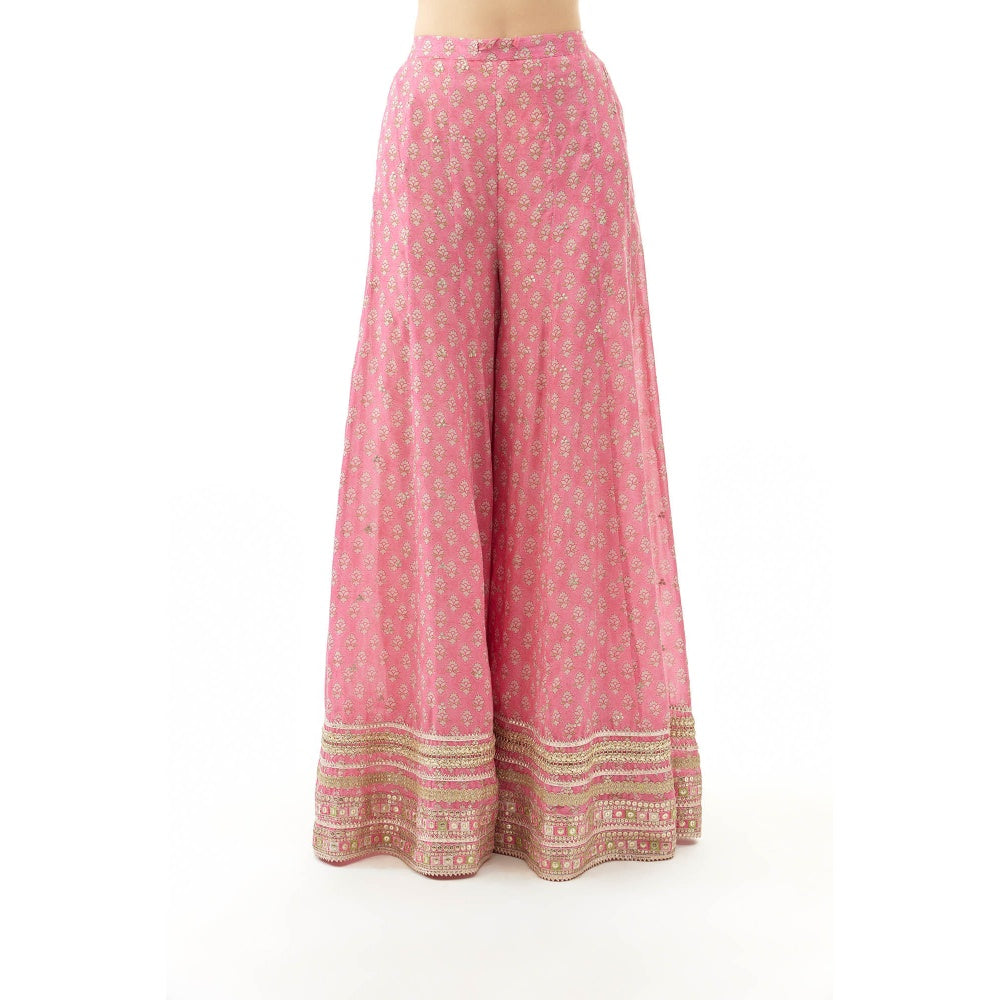 Gopi Vaid Simoni Kurti with Sharara and Dupatta - Pink