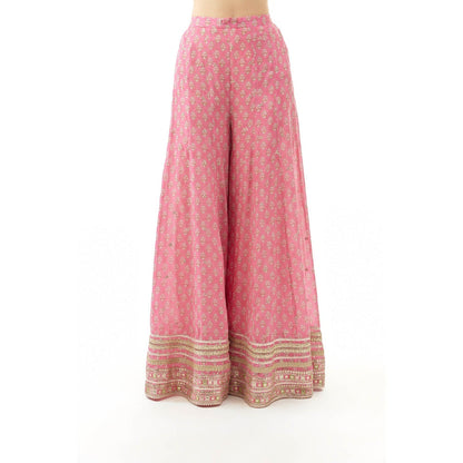 Gopi Vaid Simoni Kurti with Sharara and Dupatta - Pink