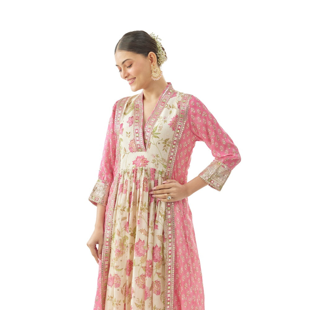 Gopi Vaid Riya Anarkali Kurta with Palazzo - Pink