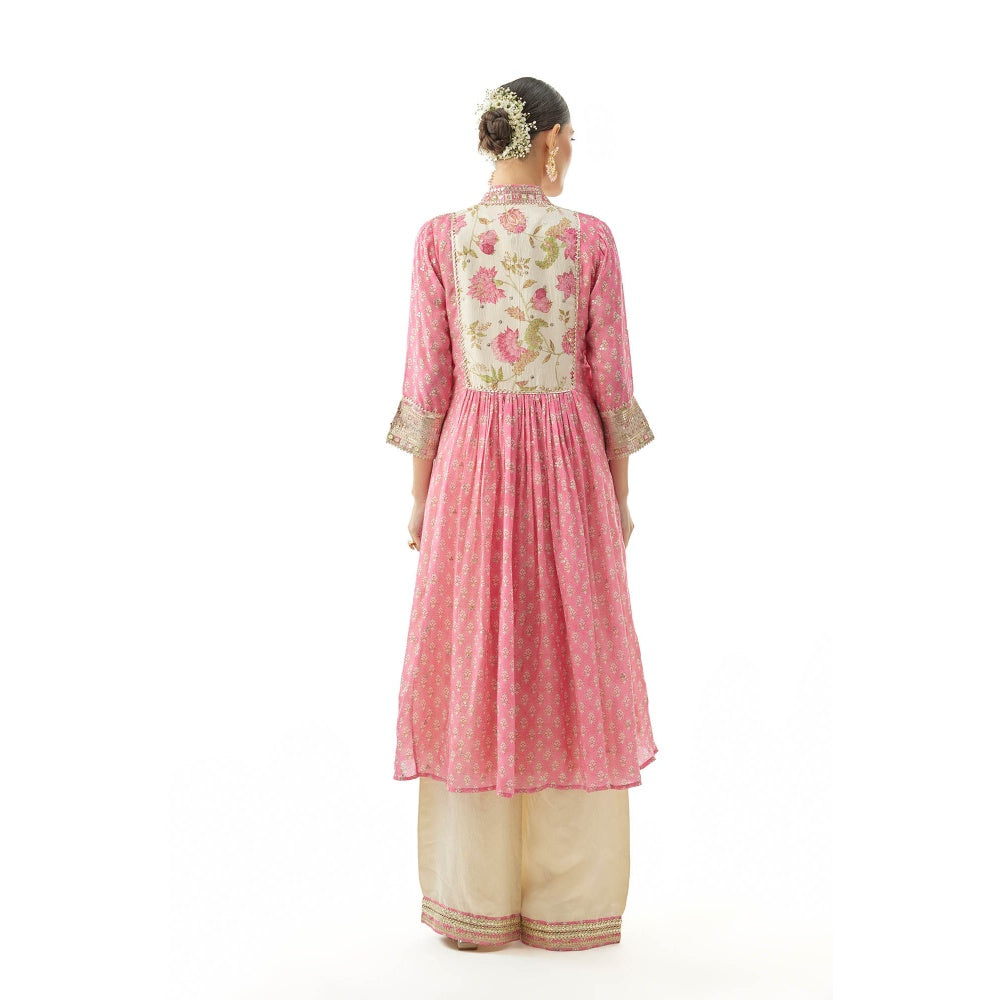 Gopi Vaid Riya Anarkali Kurta with Palazzo - Pink