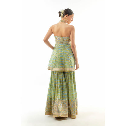 Gopi Vaid Janhavi Kurti with Sharara and Dupatta - Green