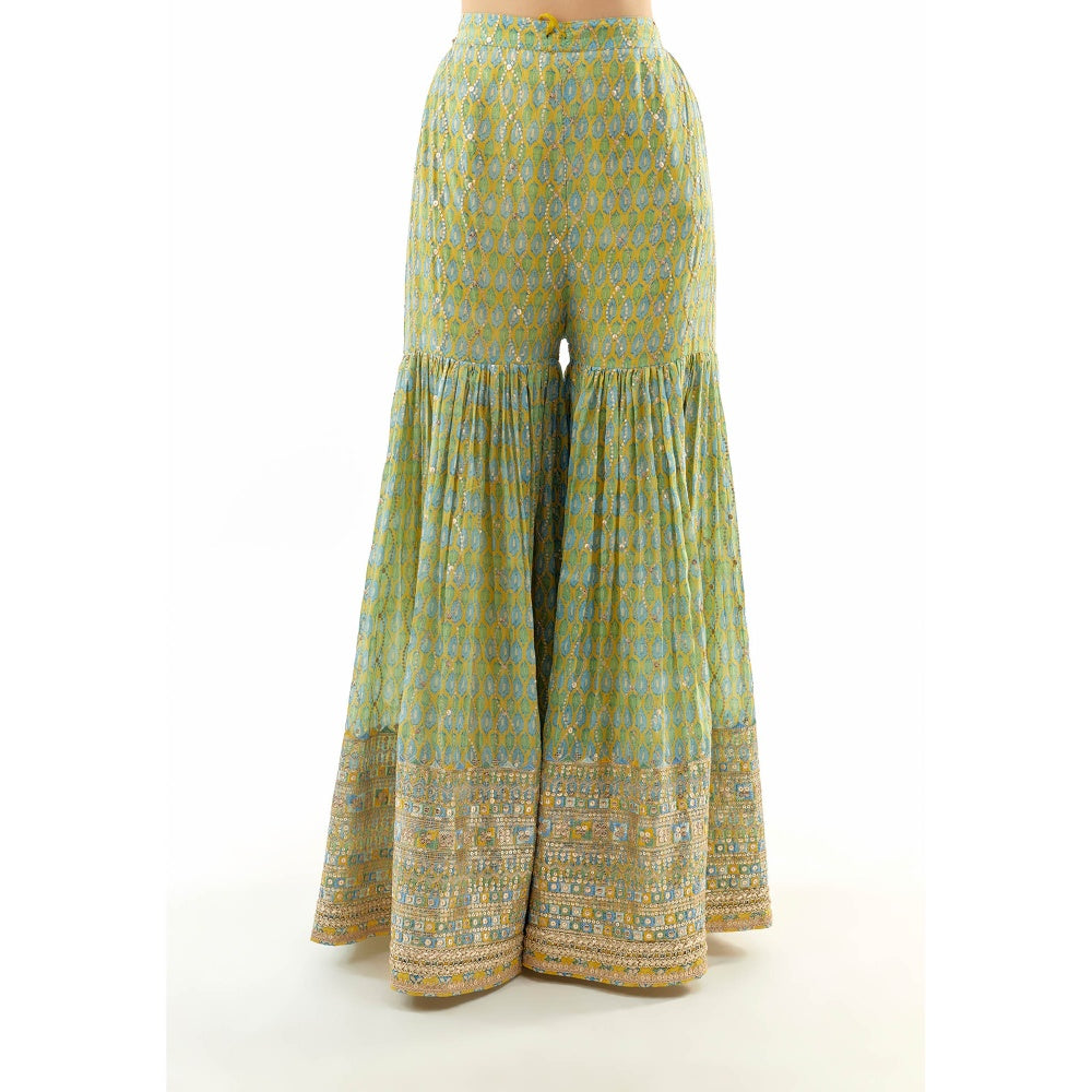 Gopi Vaid Janhavi Kurti with Sharara and Dupatta - Green