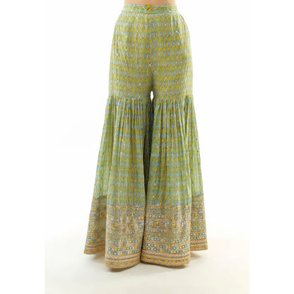 Gopi Vaid Janhavi Kurti with Sharara and Dupatta - Green