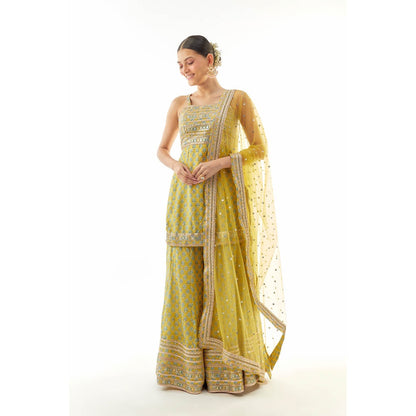Gopi Vaid Nitya Kurti with Sharara and Dupatta - Yellow