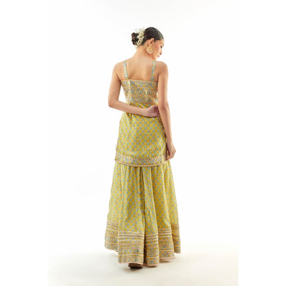 Gopi Vaid Nitya Kurti with Sharara and Dupatta - Yellow