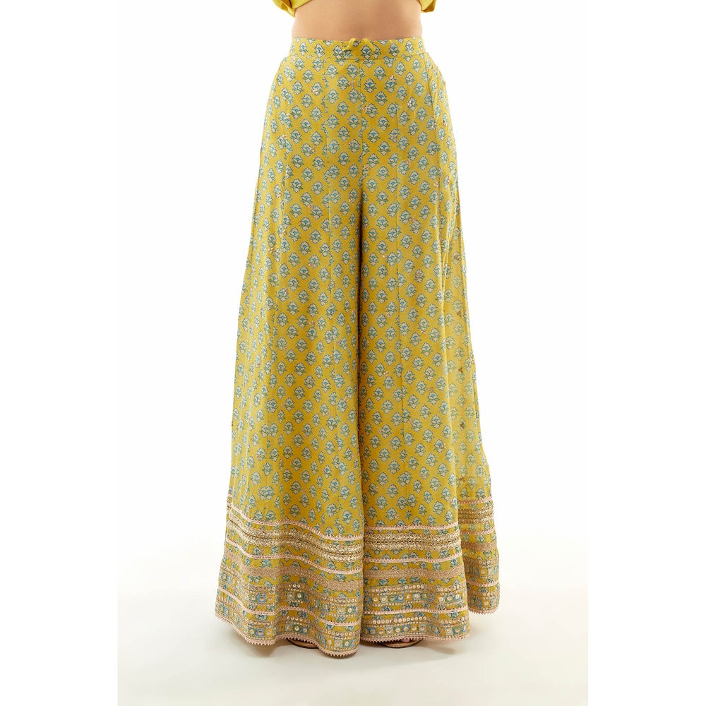 Gopi Vaid Nitya Kurti with Sharara and Dupatta - Yellow