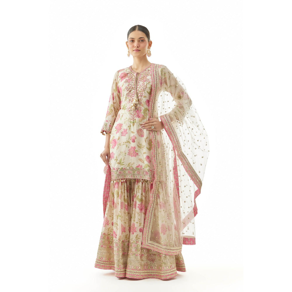 Gopi Vaid Niyati Kurta with Sharara and Dupatta- Ivory