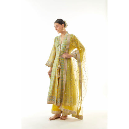Gopi Vaid Harshika Ag Kurta with Palazzo and Dupatta - Yellow