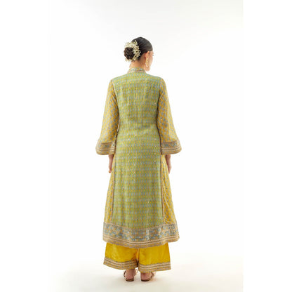 Gopi Vaid Harshika Ag Kurta with Palazzo and Dupatta - Yellow
