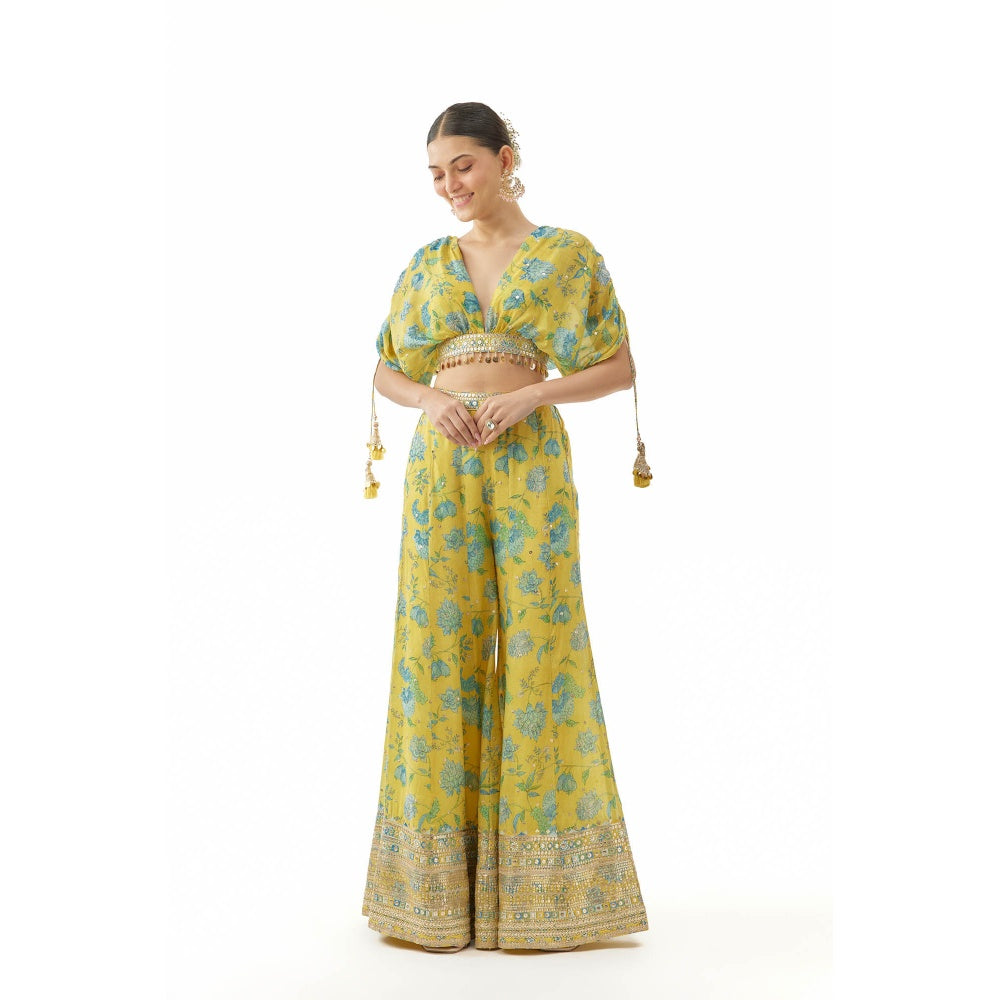 Gopi Vaid Shivani Palazzo with Blouse - Yellow