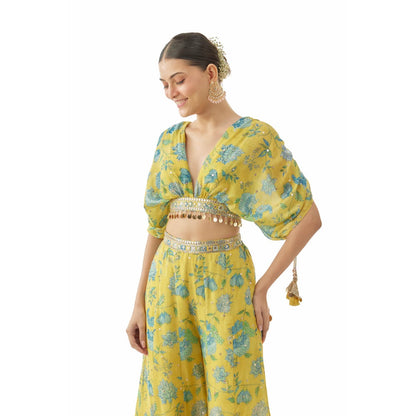 Gopi Vaid Shivani Palazzo with Blouse - Yellow