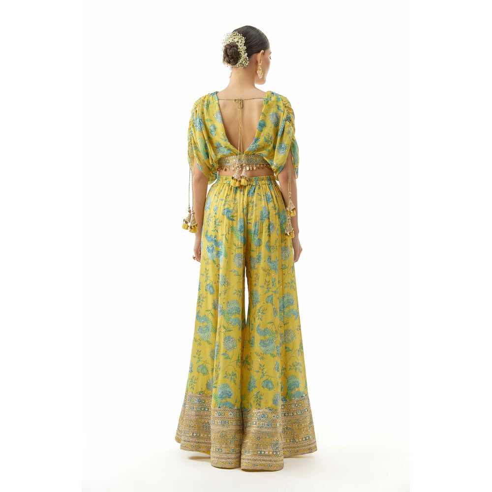 Gopi Vaid Shivani Palazzo with Blouse - Yellow