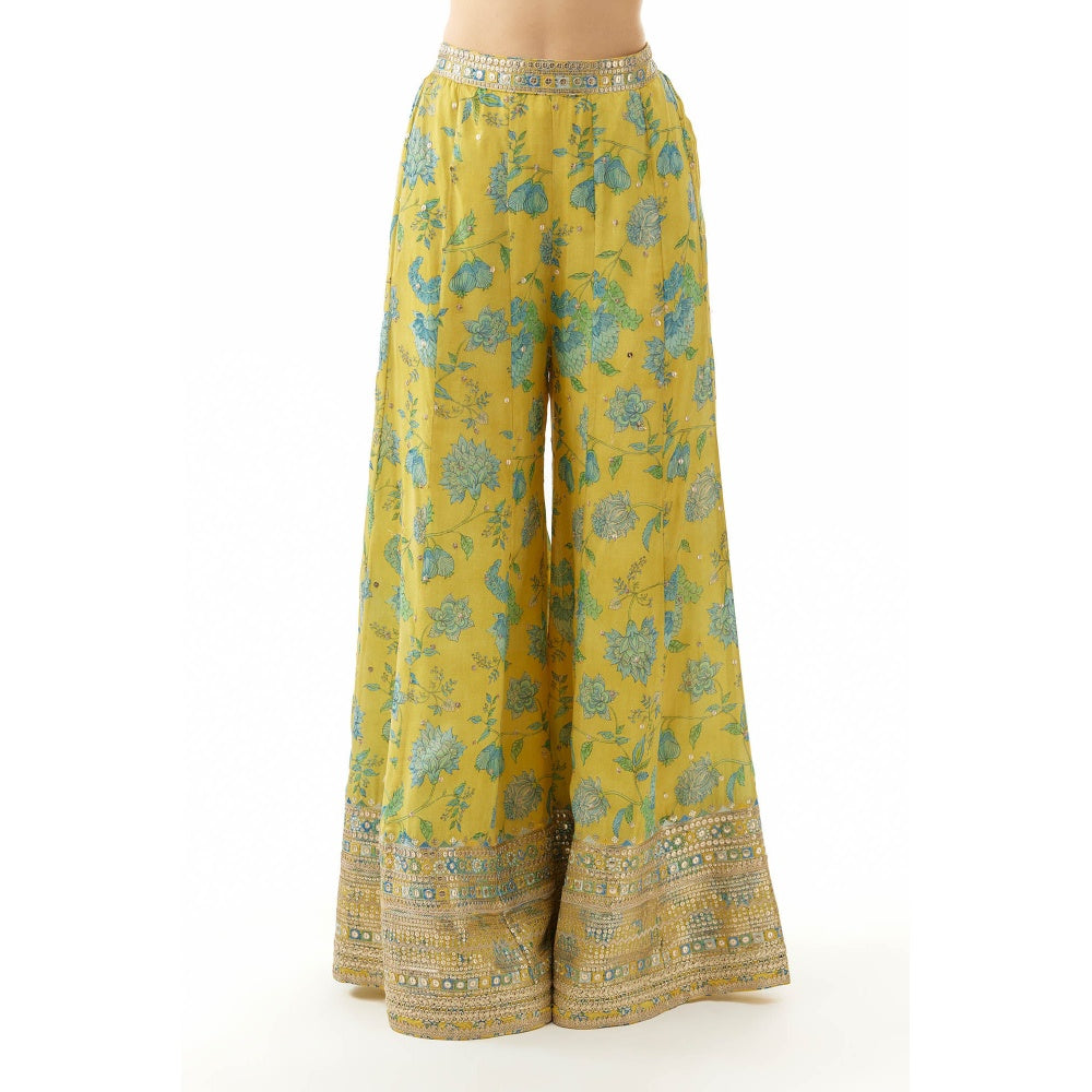 Gopi Vaid Shivani Palazzo with Blouse - Yellow