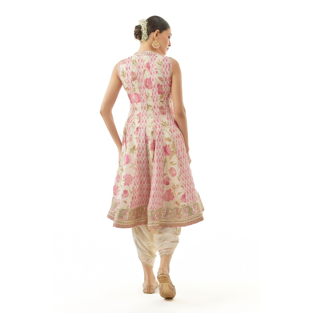 Gopi Vaid Smriti Ag Kurta with Dhoti Pant and Dupatta - Ivory