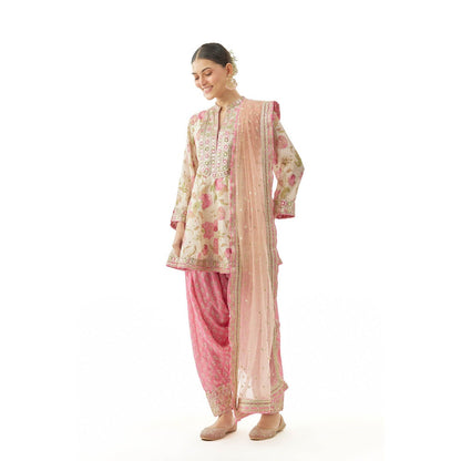 Gopi Vaid Priya Gini Ag Kurti with Salwar Pant and Dupatta - Pink