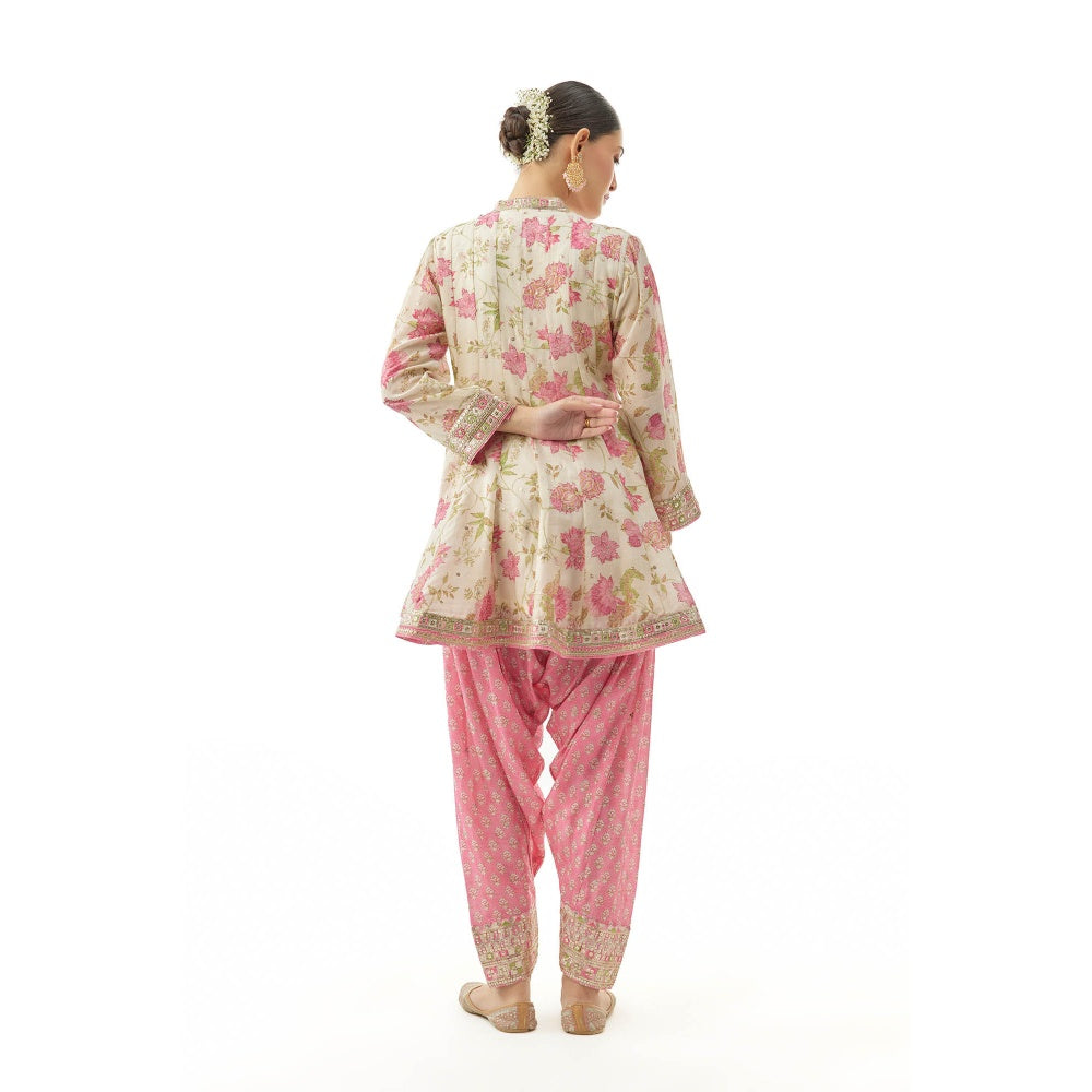 Gopi Vaid Priya Gini Ag Kurti with Salwar Pant and Dupatta - Pink