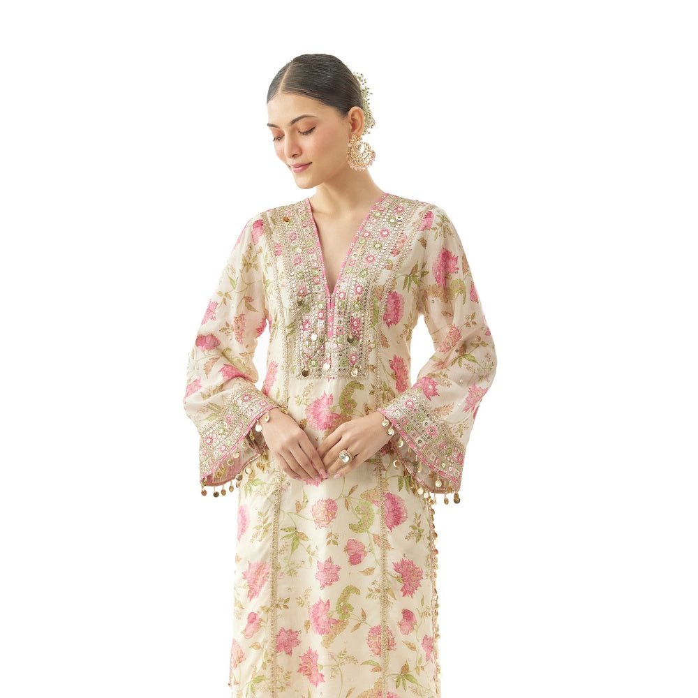 Gopi Vaid Kavya Kurta with Palazzo - Ivory