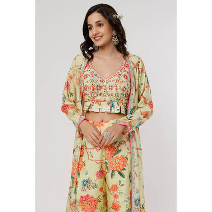 Gopi Vaid Kamli Panel pant cape set