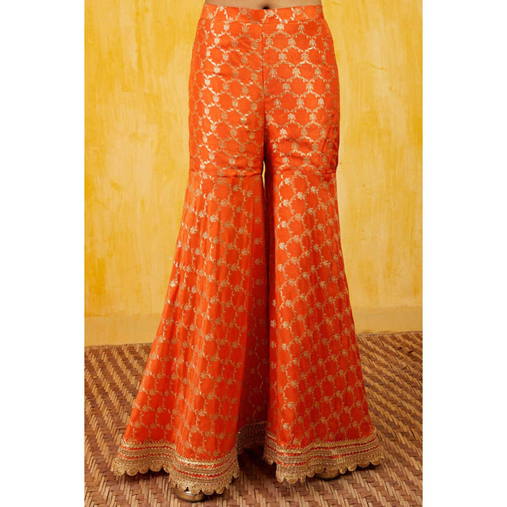 Gopi Vaid Marigold Brocade Fo With Sharara