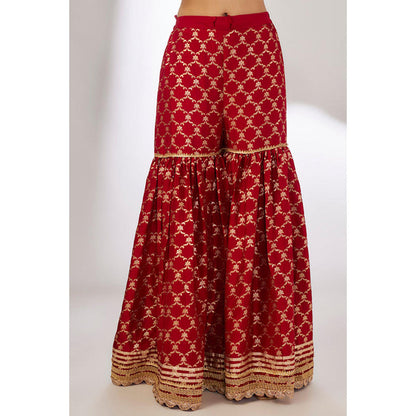 Gopi Vaid Marigold Brocade Short Garara Set
