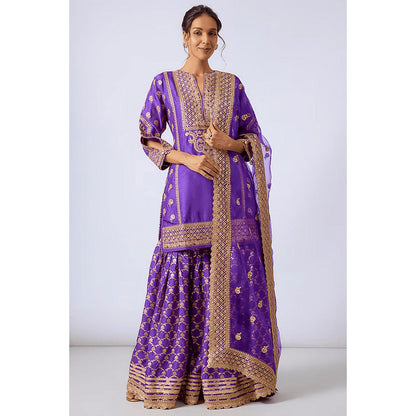 Gopi Vaid Marigold Brocade Short Garara Set