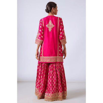 Gopi Vaid Marigold Brocade Short Garara Set