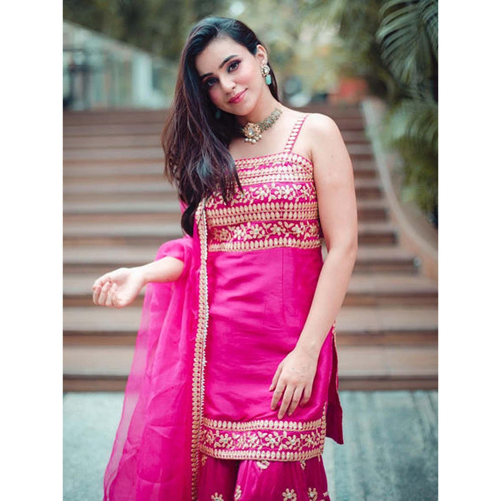 Gopi Vaid Ankita Sharma in Marigold Aarva Strappy Sharara Set
