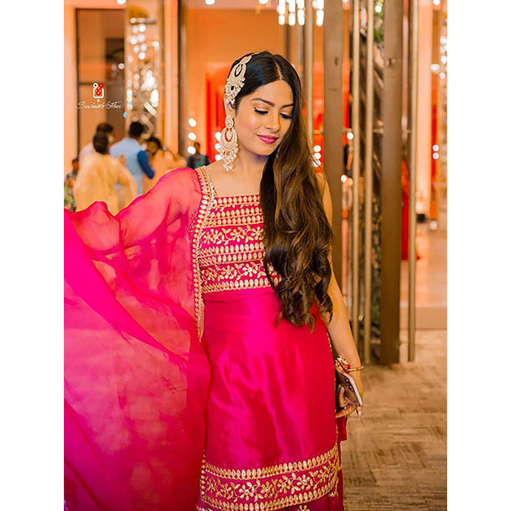 Gopi Vaid Ankita Sharma in Marigold Aarva Strappy Sharara Set