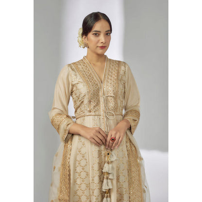 Gopi Vaid Marigold Brocade FO Set with Churidar