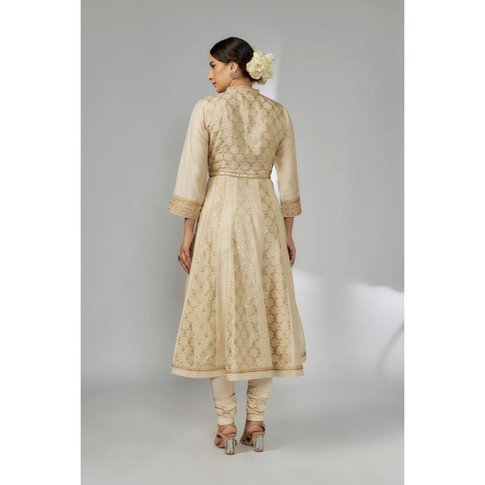Gopi Vaid Marigold Brocade FO Set with Churidar