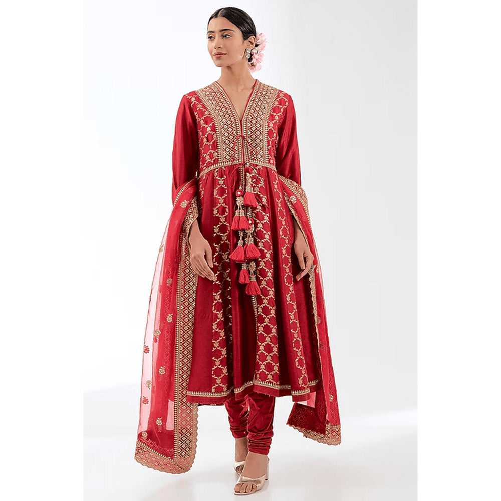 Gopi Vaid Marigold Brocade FO Set with Churidar