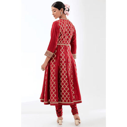 Gopi Vaid Marigold Brocade FO Set with Churidar