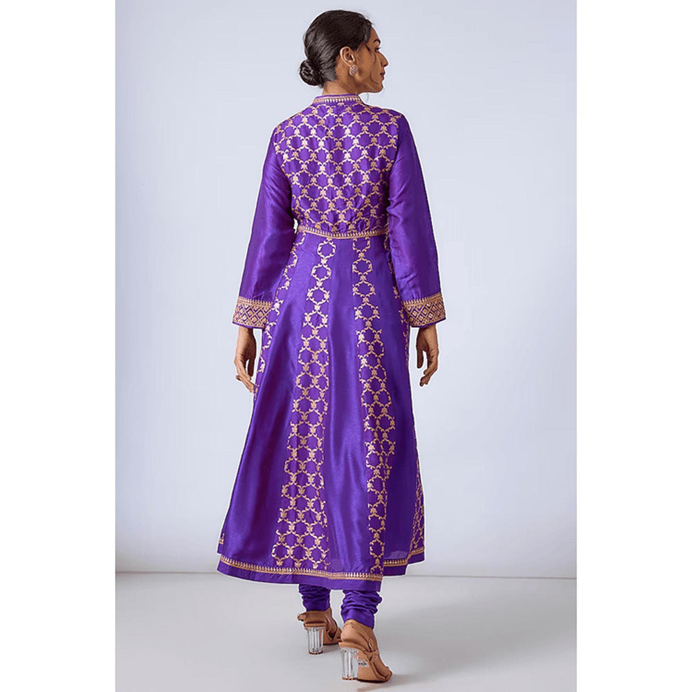 Gopi Vaid Marigold Brocade FO Set with Churidar-Elli AvrRam