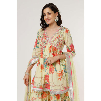 Gopi Vaid Arira V neck peplum sharara Set
