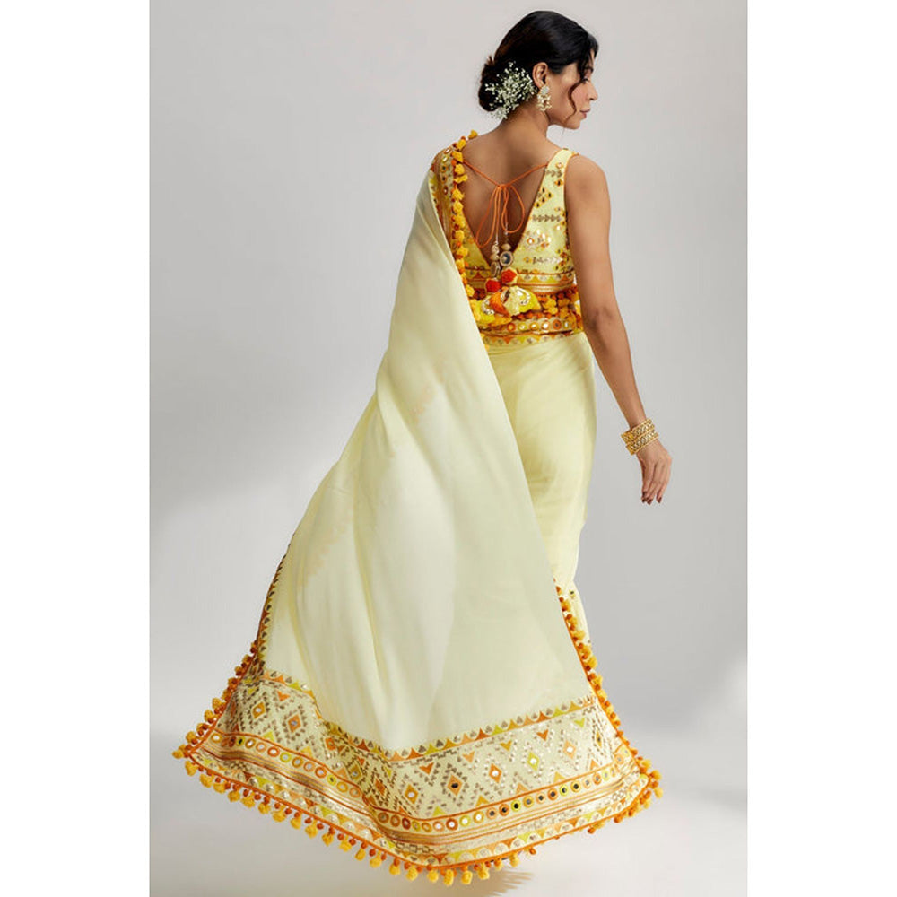 Gopi Vaid Srini Saree with Stitched Blouse