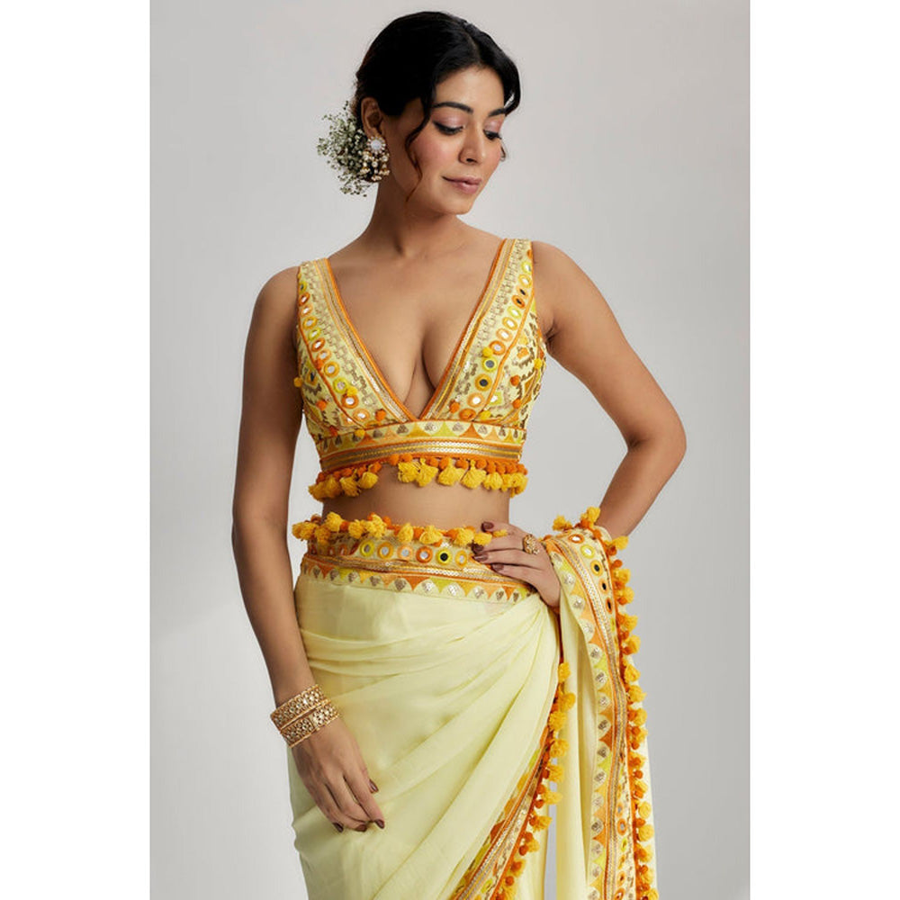 Gopi Vaid Srini Saree with Stitched Blouse