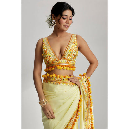 Gopi Vaid Srini Saree with Stitched Blouse