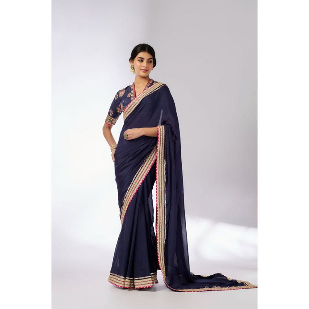 Gopi Vaid Anisha Saree with Stitched Blouse and Petticoat