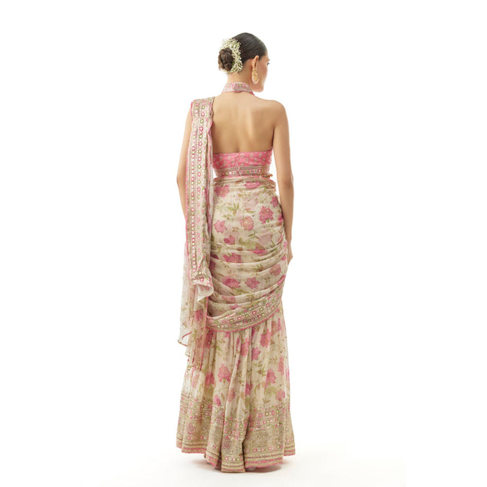 Gopi Vaid Pakhi Sharara Saree with Stitched Blouse