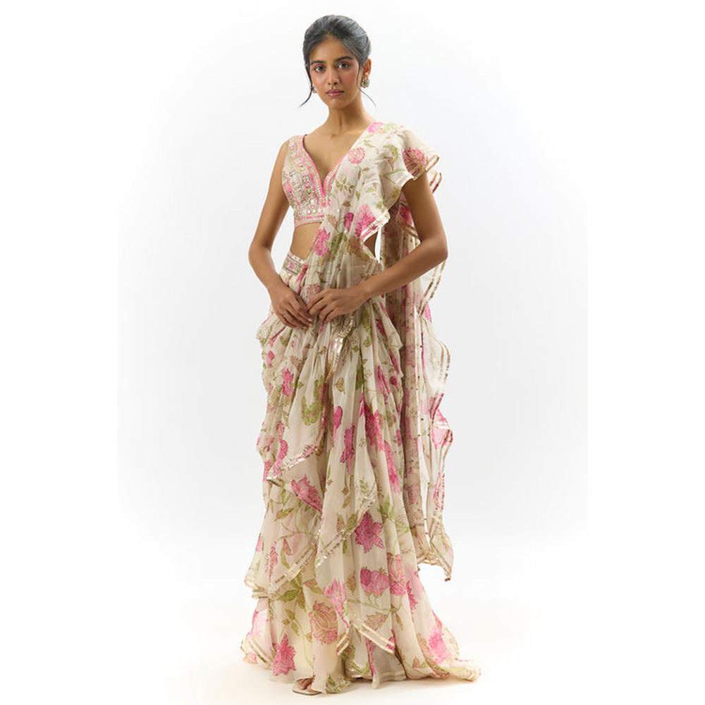 Gopi Vaid Akshata Saree with Stitched Blouse