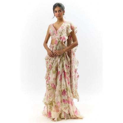 Gopi Vaid Akshata Saree with Stitched Blouse