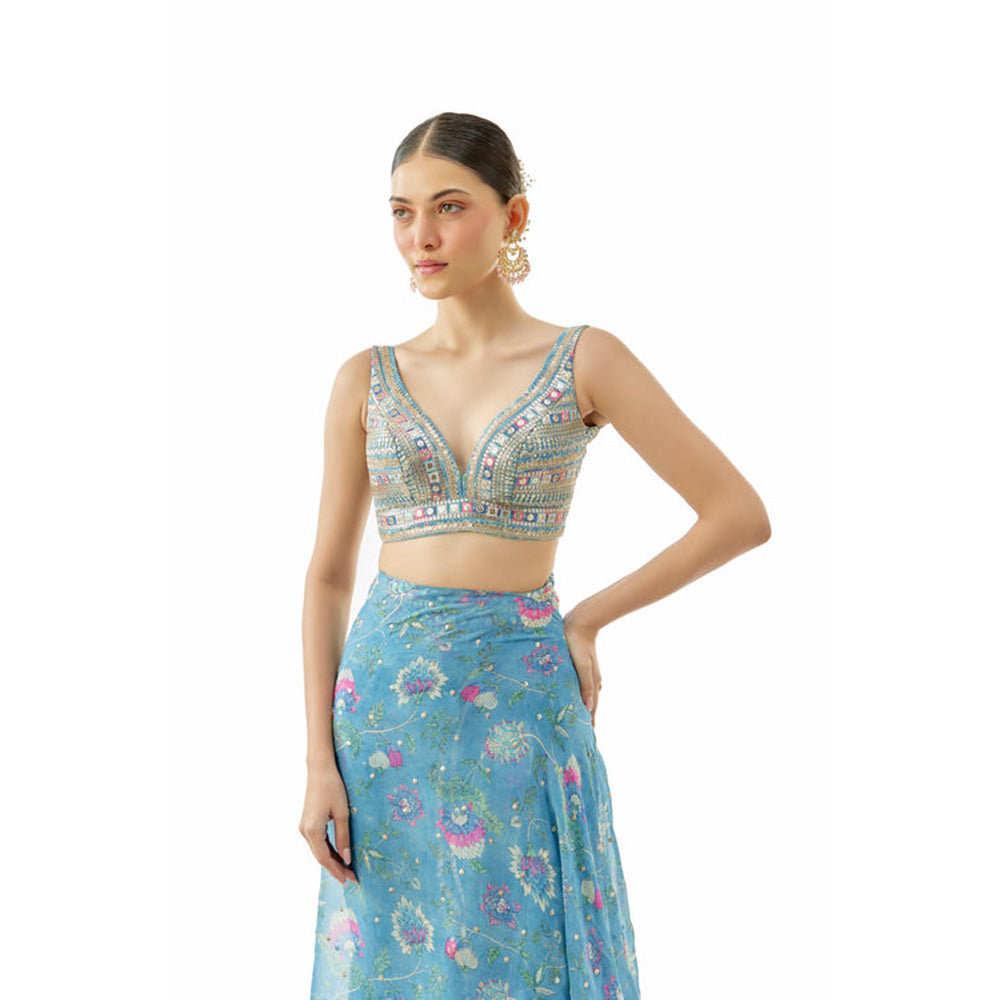Gopi Vaid Akshata Saree with Stitched Blouse